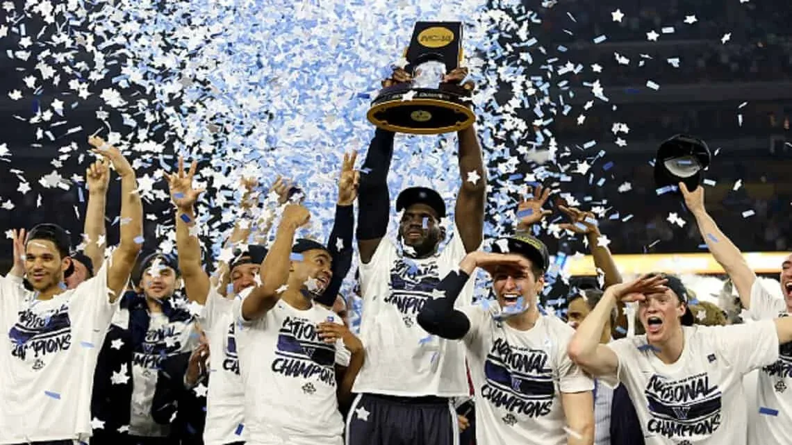 during the 2016 NCAA Men's Final Four National Championship game at NRG Stadium on April 4, 2016 in Houston, Texas.